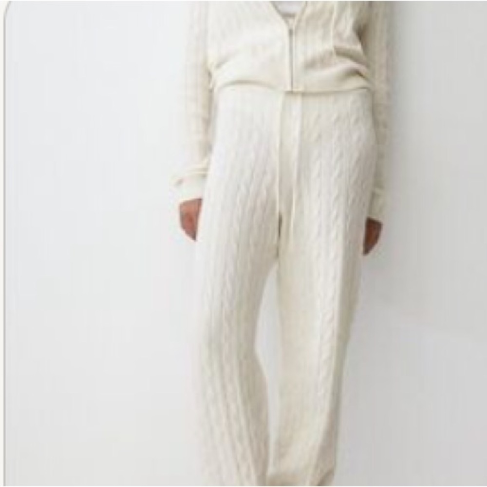 H&M WOMEN CABLE-KNIT WOOL-BLEND JOGGERS | M